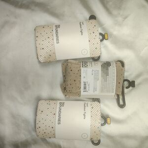 No Boundaries Beige Fishnet Tights with Colorful Accents